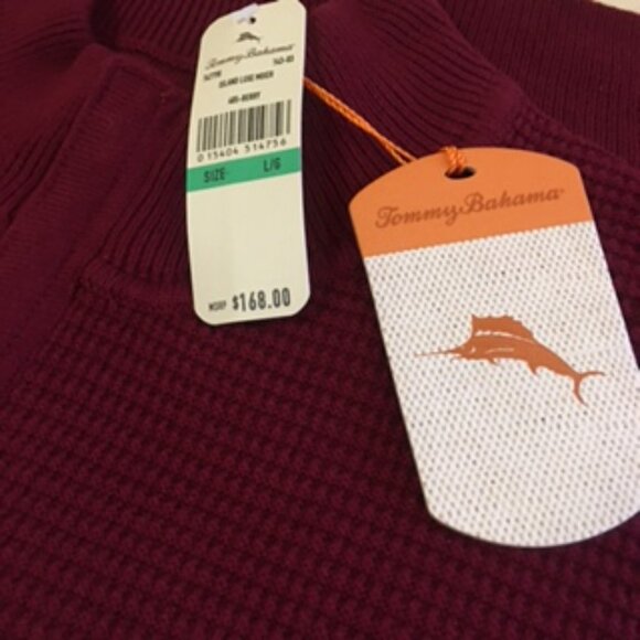 Tommy Bahama Knit L/S Half Zip Sweater NEW W/Tags Size Large Cotton&Cashmere - Picture 4 of 10